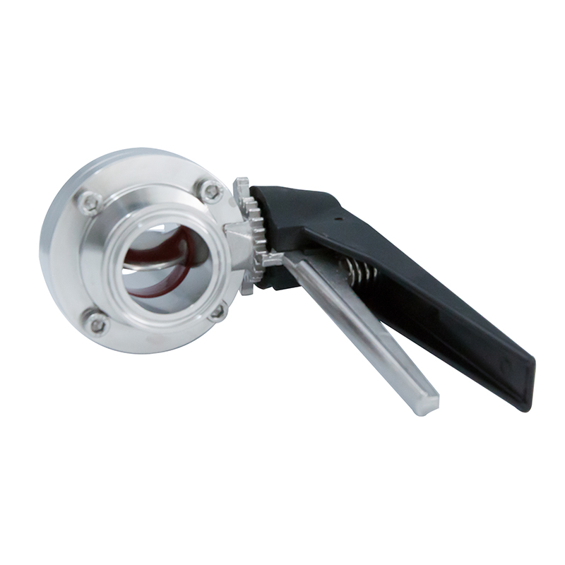 DN50 52 mm Hygienic Hygienic Acero inoxidable Alimento SS316L DIN Manual Clamp Butterfly Válvula con manija de gripe negro