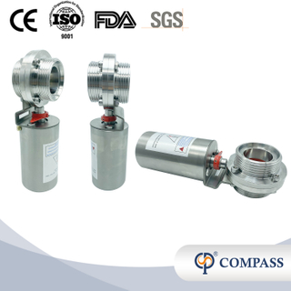 3/4 pulgadas RD36 × 1/8 Hygienic Hygienic Acero inoxidable Alimento SS304 Válvula de mariposa neumática de hilo masculino 