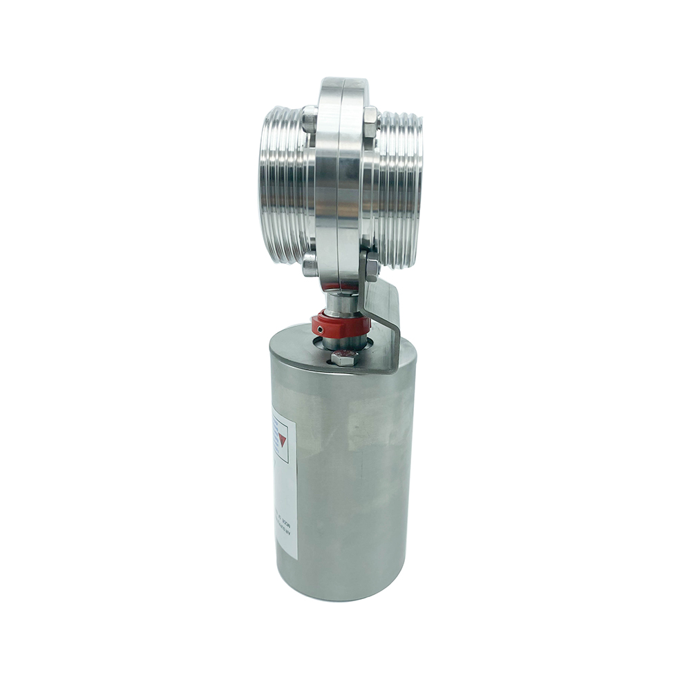 3/4 pulgadas RD36 × 1/8 Hygienic Hygienic Acero inoxidable Alimento SS304 Válvula de mariposa neumática de hilo masculino 