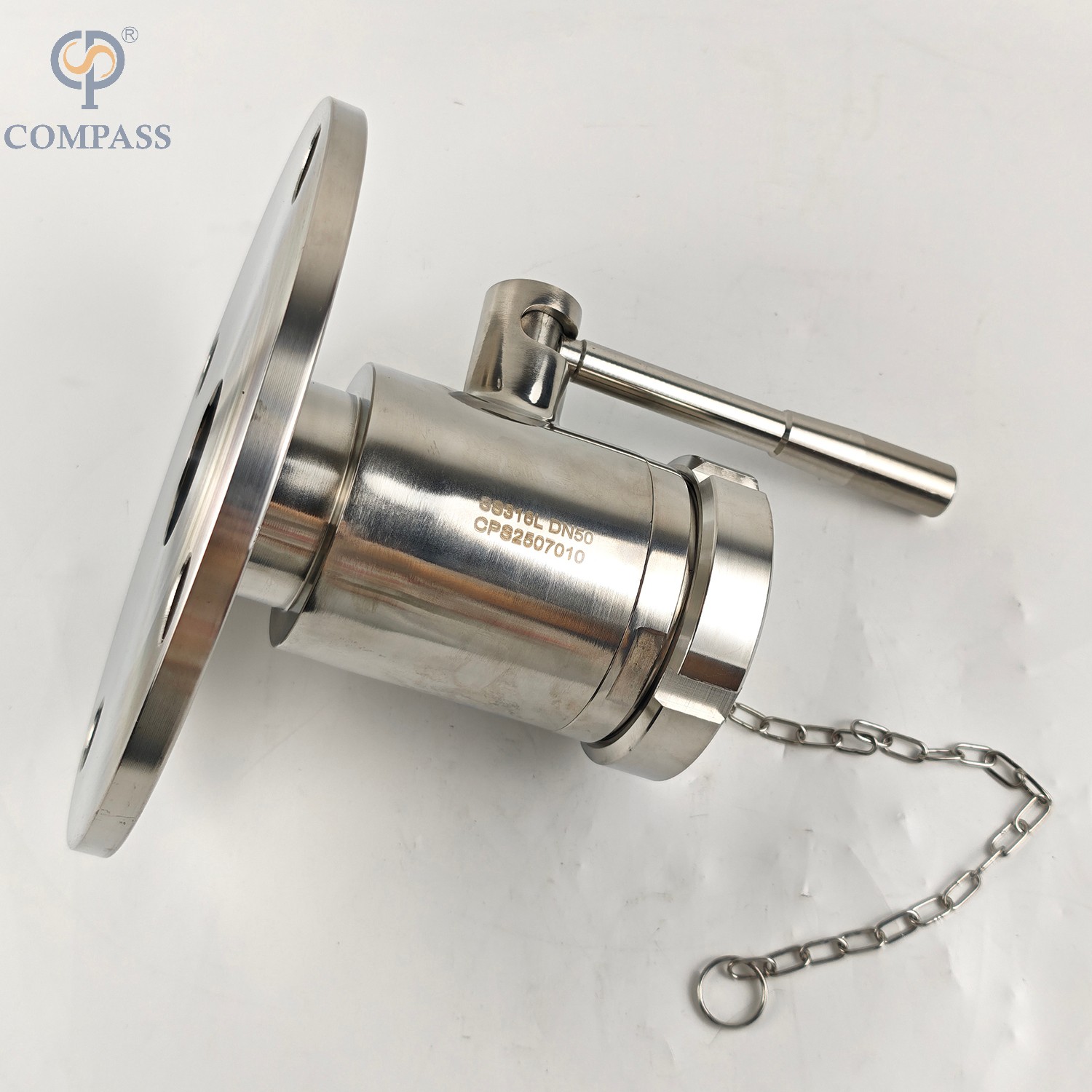 Válvula de bola de servicio pesado de acero inoxidable de acero inoxidable DN50 con tuerca ciega y cadena