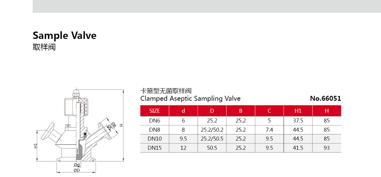V&aacute;lvula de muestreo de diafragma sanitario