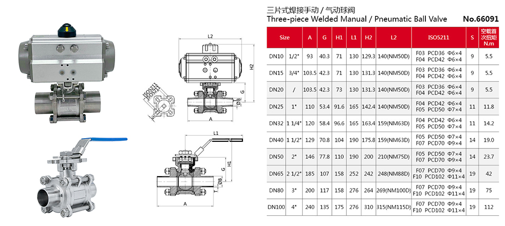 V&aacute;lvulas de bola de soldadura de puerto completo sanitario