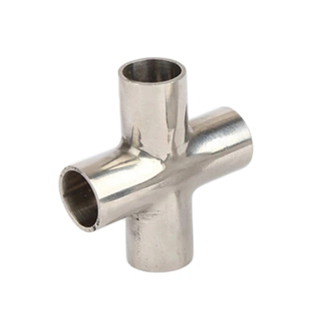Cruz de montaje de tubería de cuatro vías de acero inoxidable sanitario