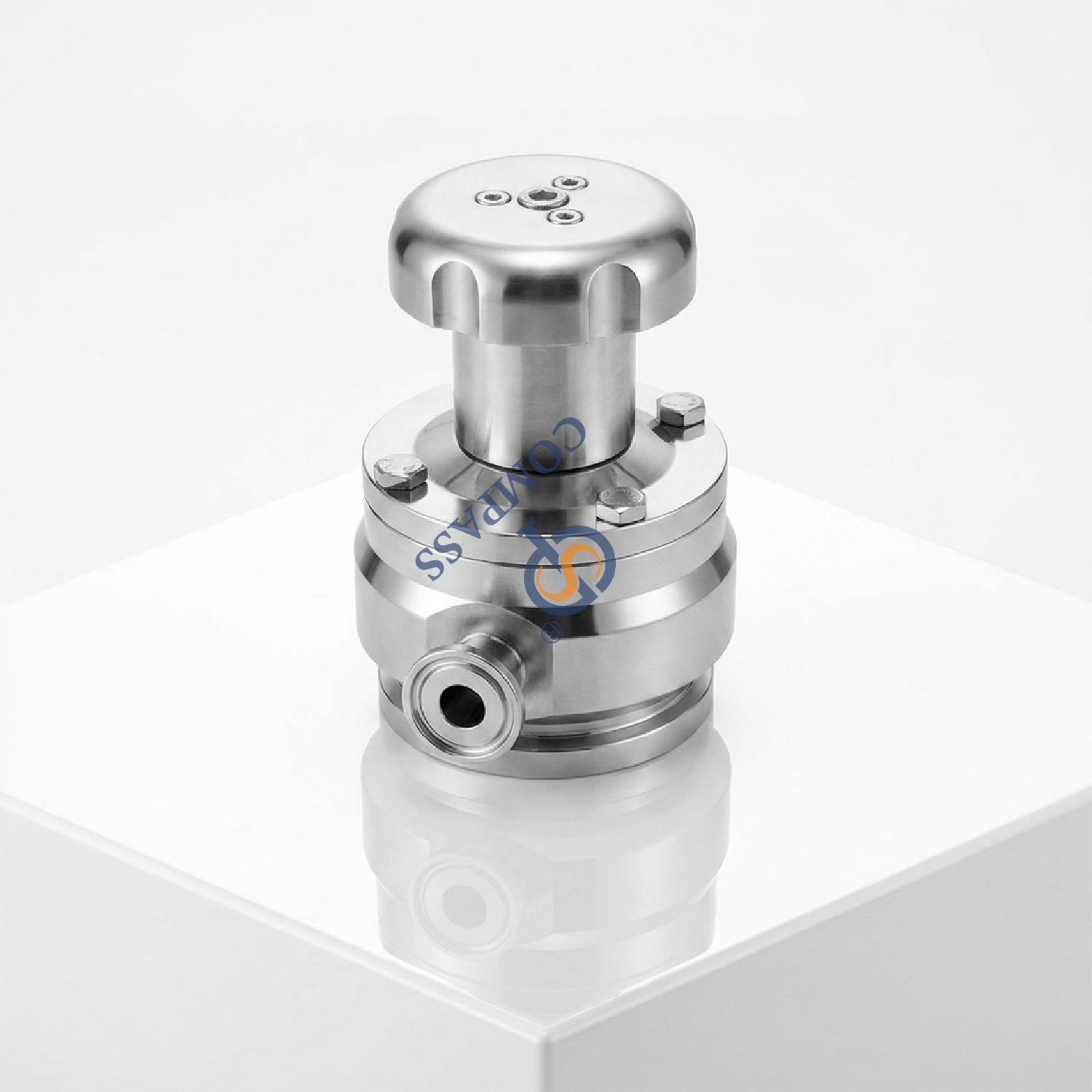 Nueva llegada 25,4 MM higiénico grado alimenticio AISI316L SMS saneamiento 1 ''válvula inferior del tanque de descarga aséptica Manual de triple abrazadera con puerto de vapor