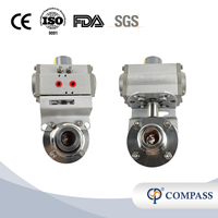 VÁLVULA DE MARIPOSA NEUMÁTICA MACHO/HEMBRA SMS DE GRADO ALIMENTARIO SS316L CON ACTUADOR NEUMÁTICO