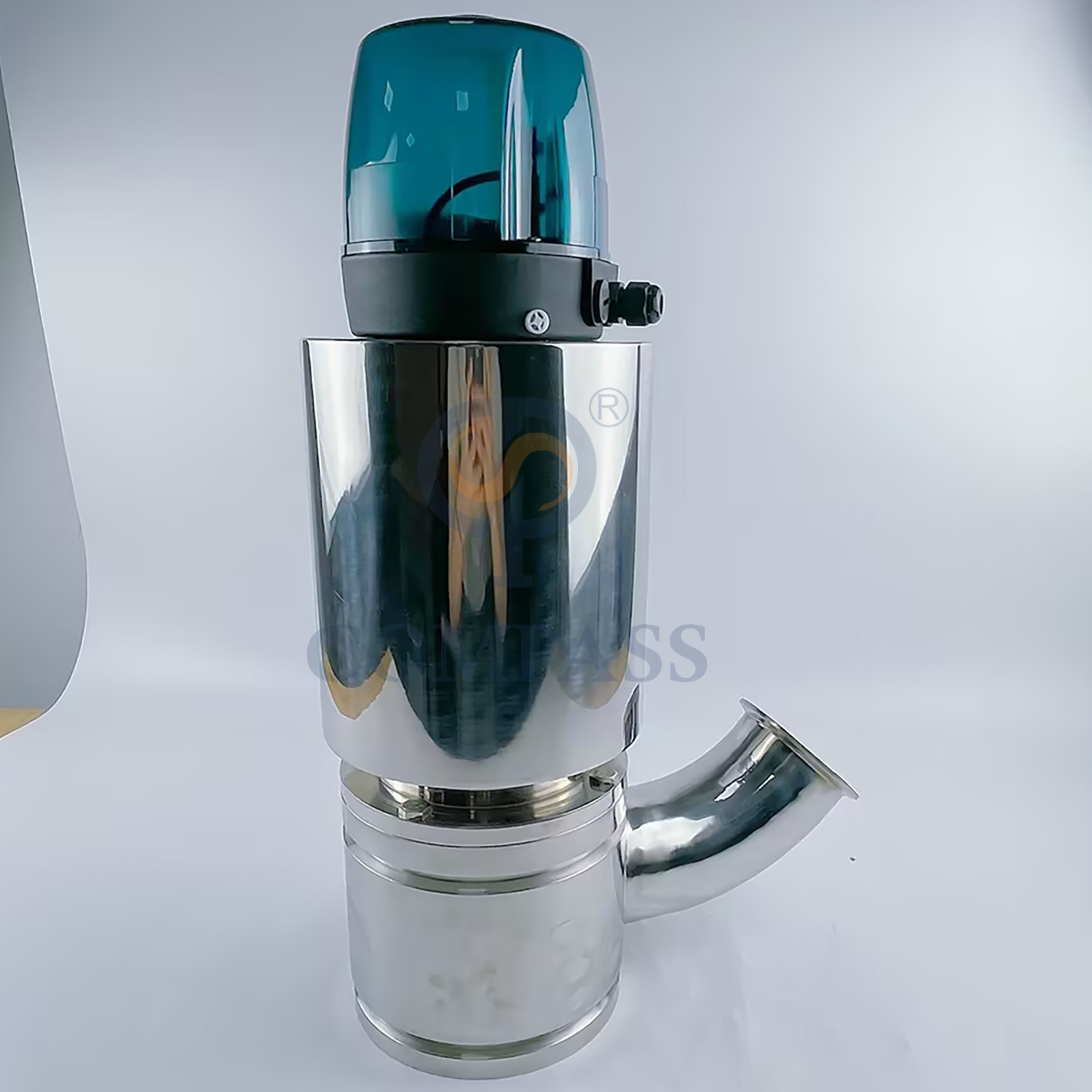 Gran oferta, válvula inferior de tanque de descarga neumática con abrazadera aséptica 316L de acero inoxidable sanitario de 76,2 MM accionada por aire con cabezal de Control de 24V