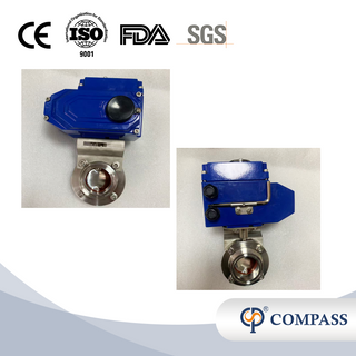 Válvulas de mariposa de sujeción triple SS304 con cabezal eléctrico de 3 pulgadas TC91MM