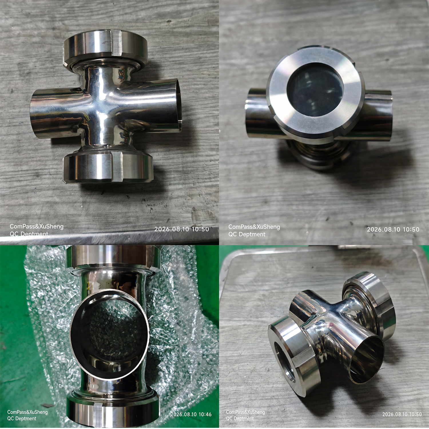 Mirilla cruzada de cuatro vías estéril en línea SS304 de acero inoxidable DN40 para el tanque