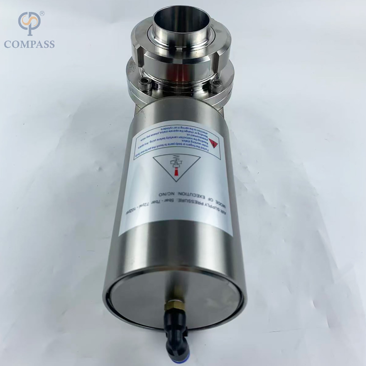 VÁLVULA DE MARIPOSA DE UNIÓN NEUMÁTICA DIN GRADO ALIMENTARIO SS316L