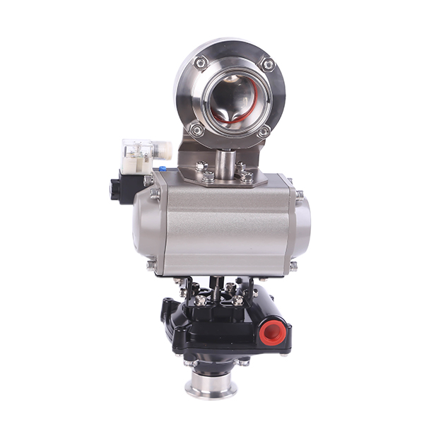 2 pulgadas de 51 mm higiénico acero inoxidable de acero inoxidable Grado SS304 Válvula de mariposa neumática SMS con actuador neumático +válvula solenoide +interruptor límite