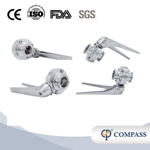 1 1/4 pulgada 32 mm Hygienic Hygienic acero inoxidable Alimento SS316L SMS Manual Válvula de mariposa Tri Clamp Tri con acero inoxidable Posición múltiple