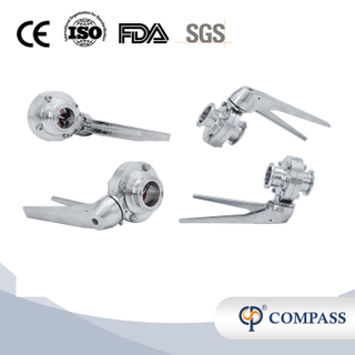 1 1/4 pulgada 32 mm Hygienic Hygienic acero inoxidable Alimento SS316L SMS Manual Válvula de mariposa Tri Clamp Tri con acero inoxidable Posición múltiple