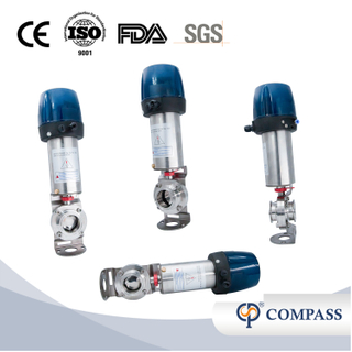 1/2 pulgada de 12,7 mm higiénico de acero inoxidable de acero inoxidable Grado SS304 SMS Válvula de mariposa neumática con abrazadera con cabeza de control
