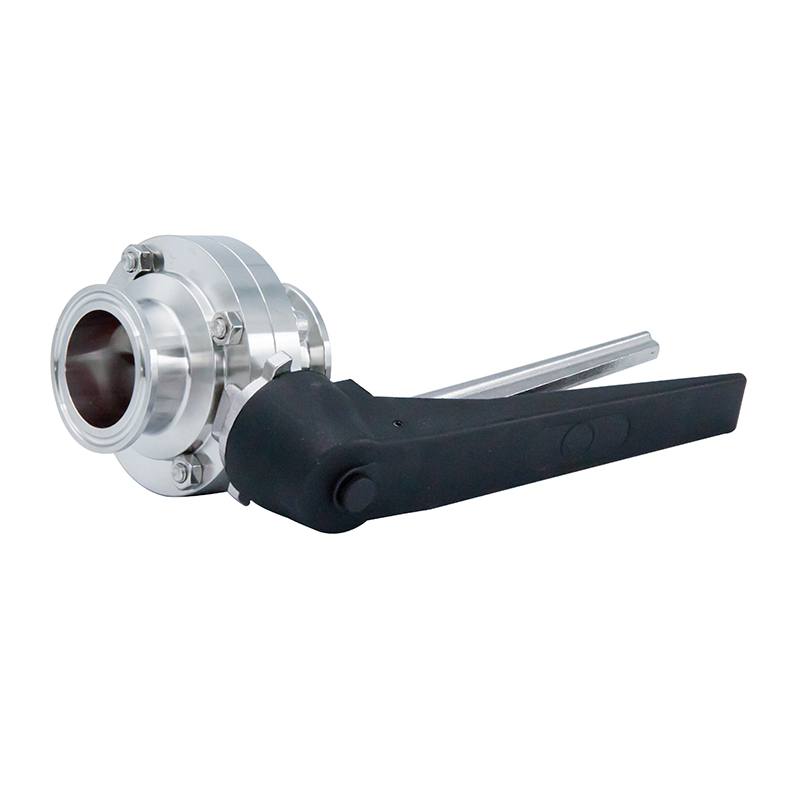 DN50 52 mm Hygienic Hygienic Acero inoxidable Alimento SS316L DIN Manual Clamp Butterfly Válvula con manija de gripe negro