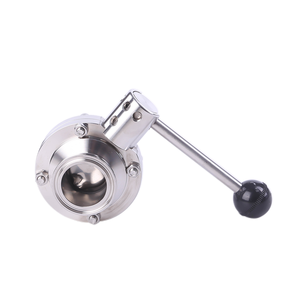 1 1/2 pulgada 38 mm Hygienic Hygienic Acero inoxidable Alimento SS316L SMS Manual Válvula de mariposa Tri Clamp con manija redonda