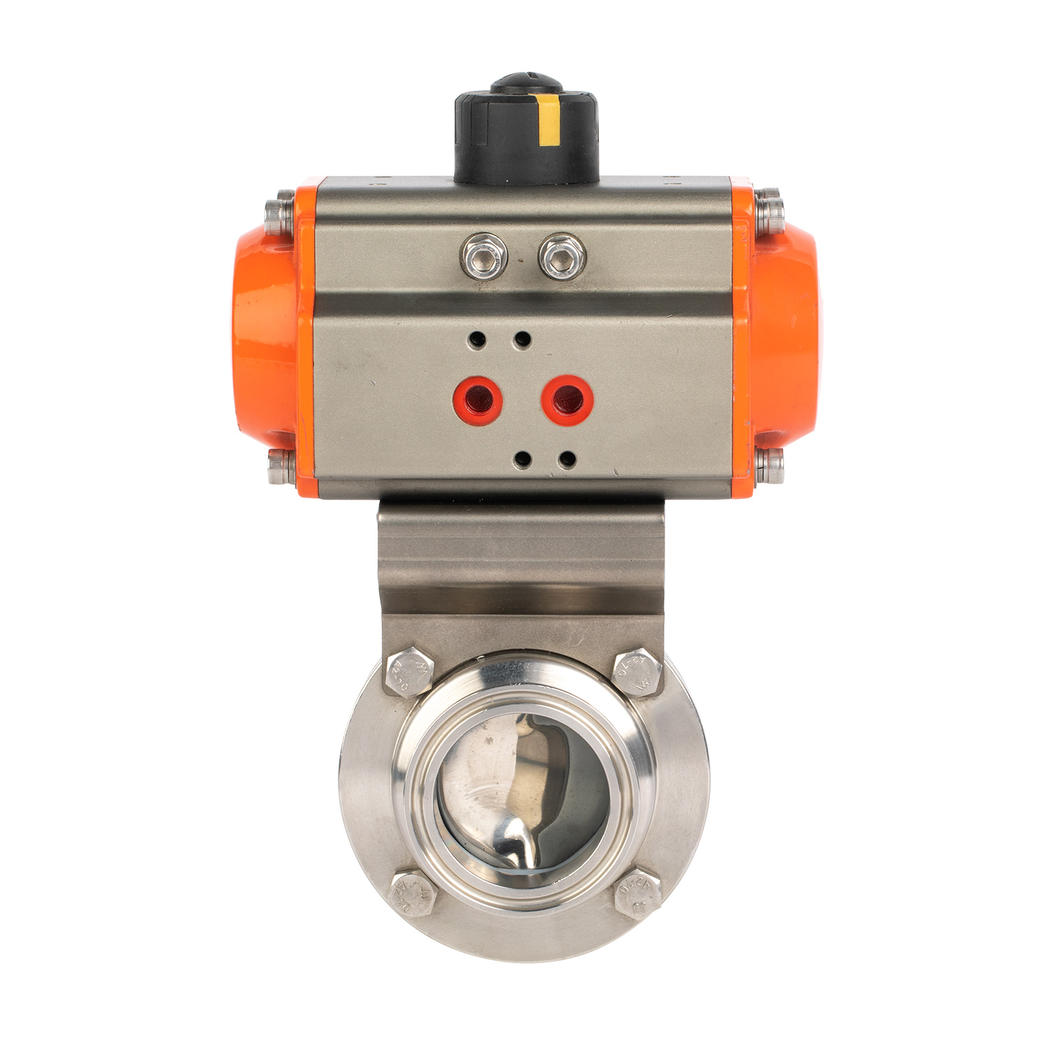 12 pulgadas de 304.8 mm higiénico acero inoxidable de acero inoxidable Grado SS304 Válvula de mariposa tri -clamp neumática con actuador neumático 