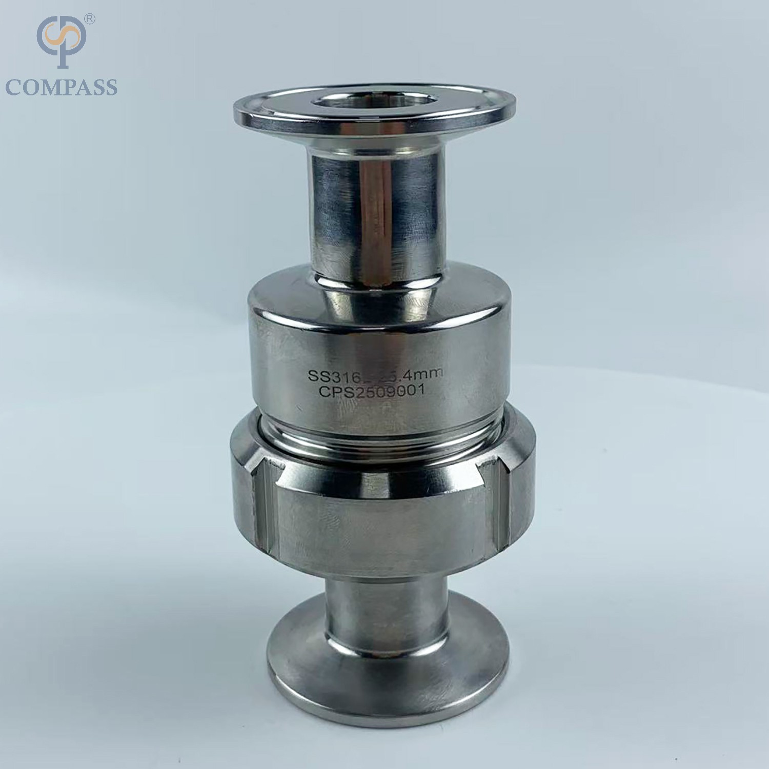25,4 mm de acero inoxidable SS316L Grado alimentario SMS SMS Ferrule de un solo unión Válvulas de retención