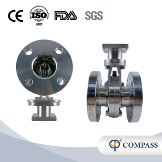 Venta popular Válvula de mariposa tipo brida de polvo de seis pétalos con brida SS304 de grado alimenticio de acero inoxidable higiénico sanitario de 1,5 pulgadas y 48,3 MM