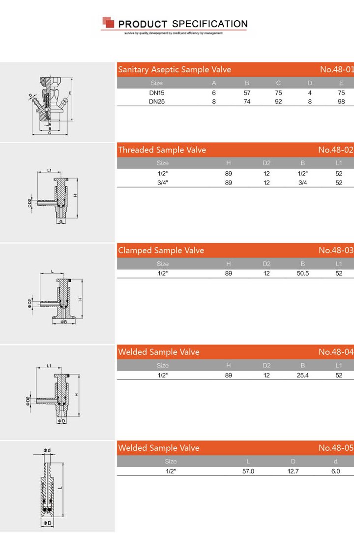 SS304 VS304 vsn triclamp de acero inoxidable v&aacute;lvula de muestra de pollo
