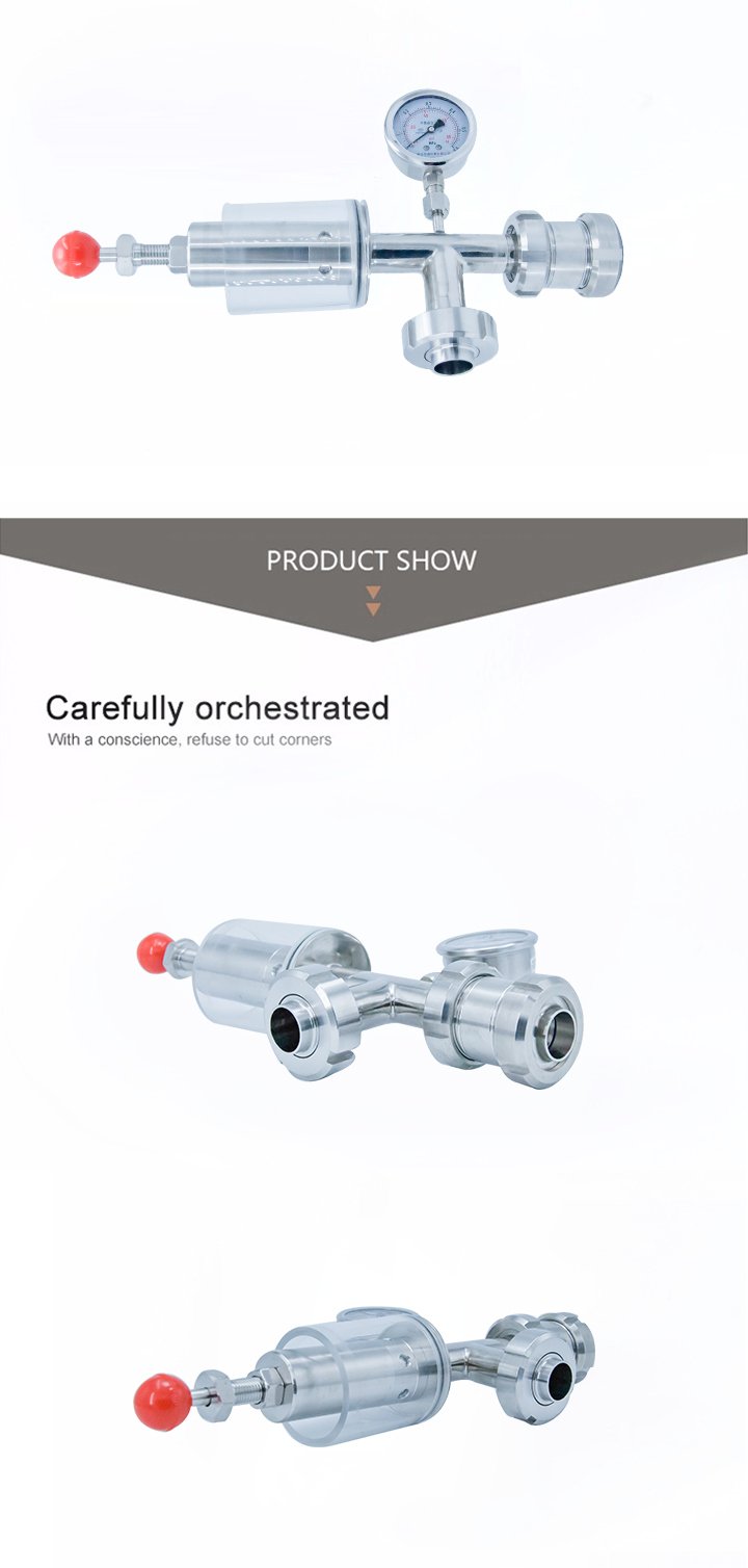 V&aacute;lvulas de alivio de presi&oacute;n cruzada de acero inoxidable SS304 sanitario