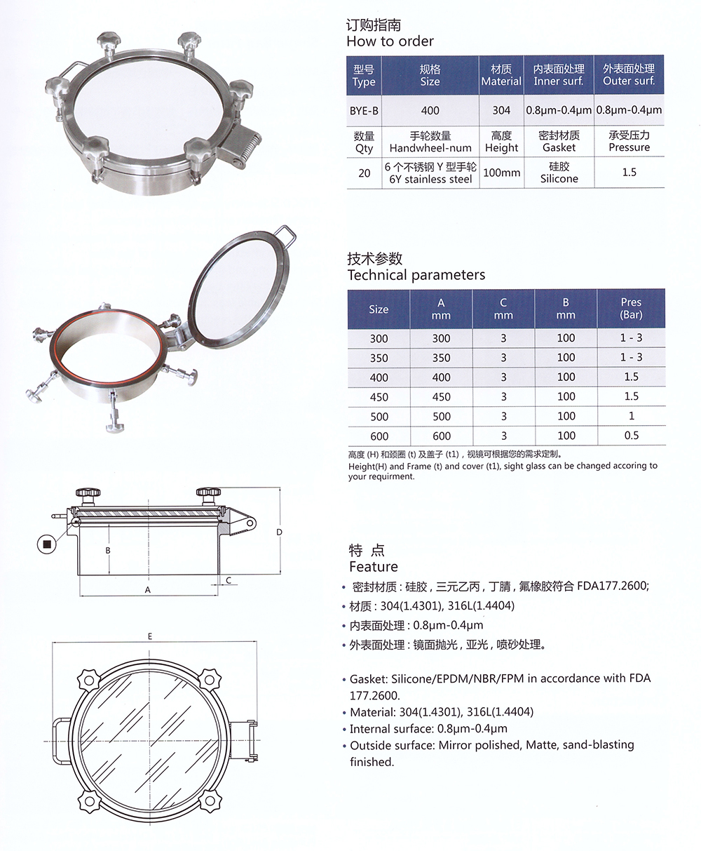 Cubiertas de pozo de presi&oacute;n de vista completa sanitaria