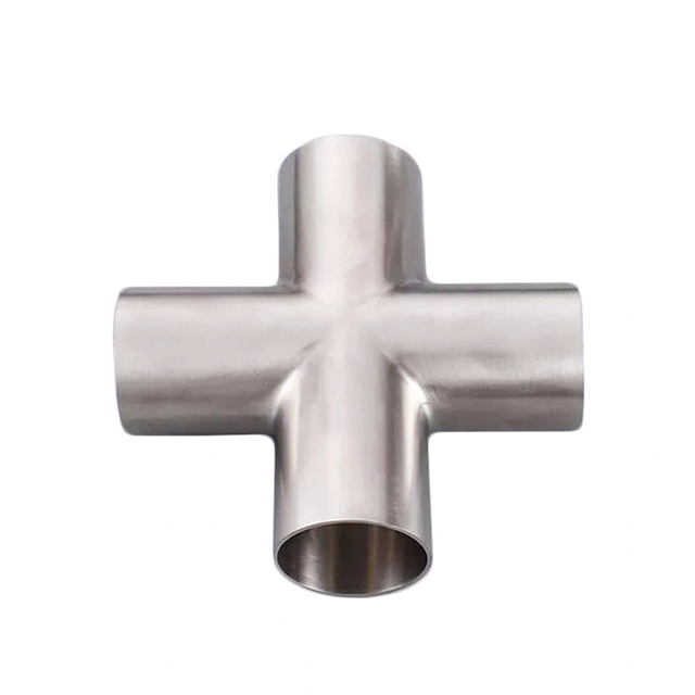 Montaje de tubería de acero inoxidable sanitario Cruz de cuatro vías