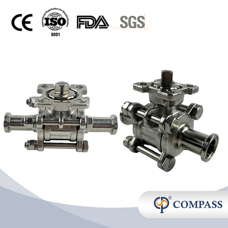 Manual de acero inoxidable de 3/4 pulgadas Válvula de bola de tres piezas de plataforma alta sin manija