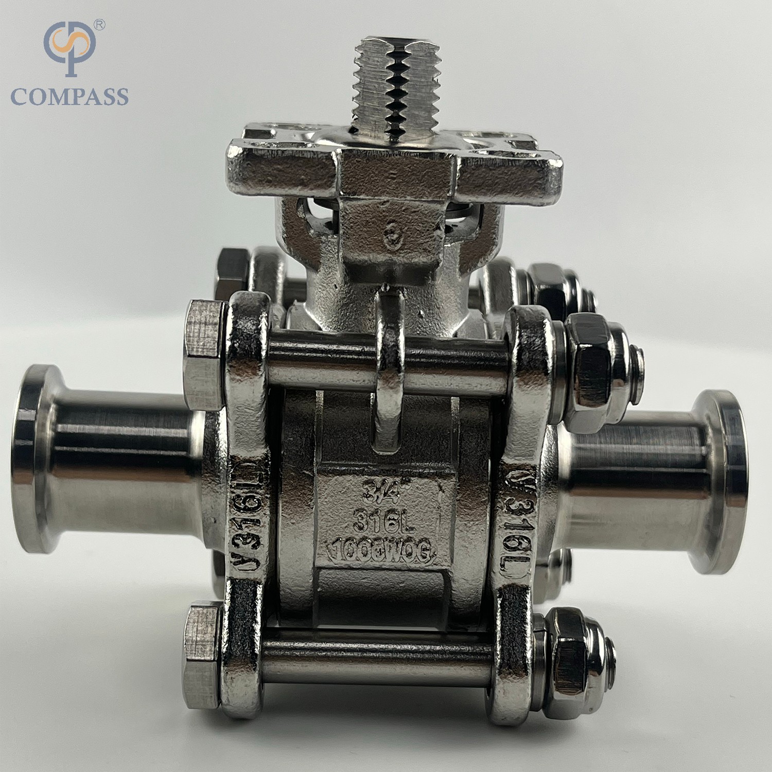 Manual de acero inoxidable de 3/4 pulgadas Válvula de bola de tres piezas de plataforma alta sin manija