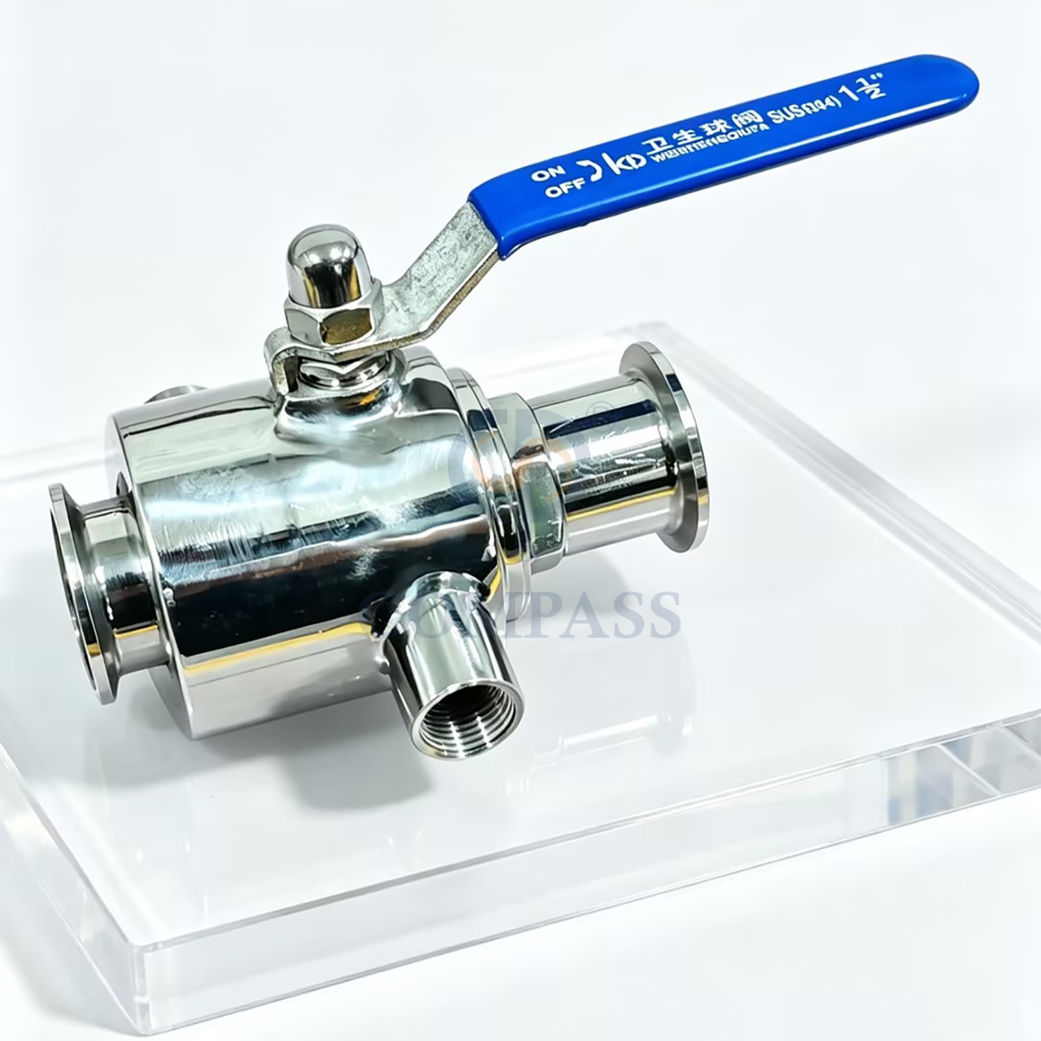 Precio 25,4 MM acero inoxidable sanitario SS304 grado alimenticio SMS 1 pulgada AT052D actuador neumático válvula de bola de abrazadera recta con chaqueta