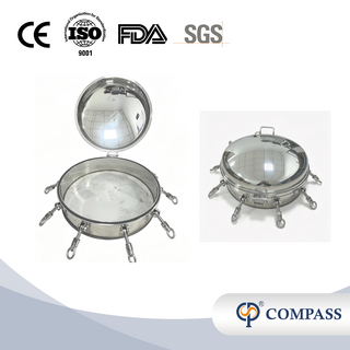 Tapa de alcantarilla sanitaria de acero inoxidable SS316L DN600, espejo higiénico, pulido, bocas de acceso del tanque de presión redondas hacia afuera con sello EPDM