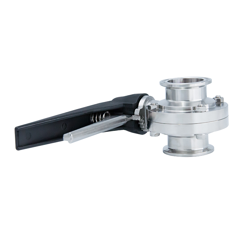 DN50 52 mm Hygienic Hygienic Acero inoxidable Alimento SS316L DIN Manual Clamp Butterfly Válvula con manija de gripe negro