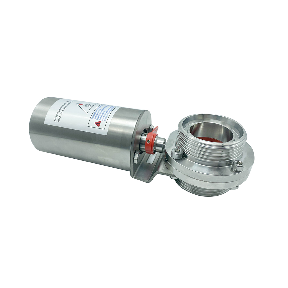 3/4 pulgadas RD36 × 1/8 Hygienic Hygienic Acero inoxidable Alimento SS304 Válvula de mariposa neumática de hilo masculino 