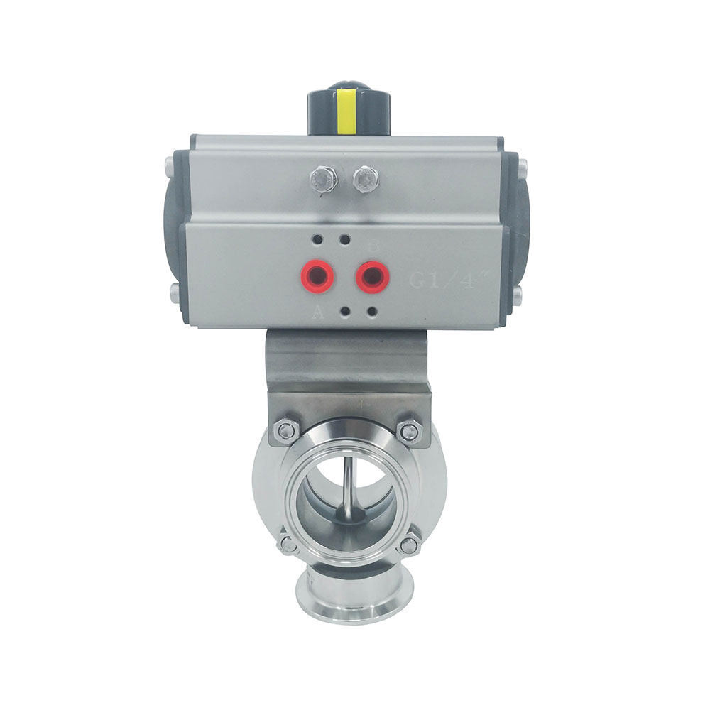 1/2 pulgada de 12,7 mm Hygienic acero inoxidable de acero inoxidable Grado SS304 Válvula de mariposa neumática con actuador neumático 
