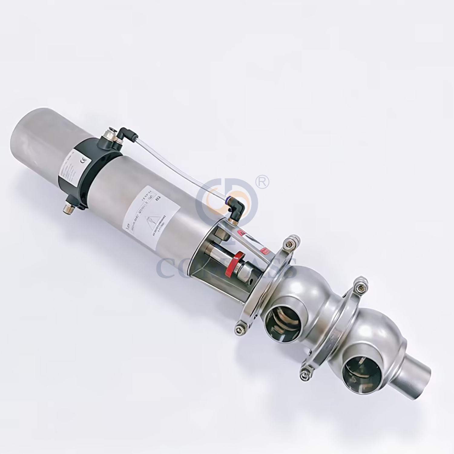 Válvula desviadora de soldadura a tope neumática tipo LL modelo 21 de acero inoxidable sanitario SS316L DN40 con posicionador de válvula inteligente