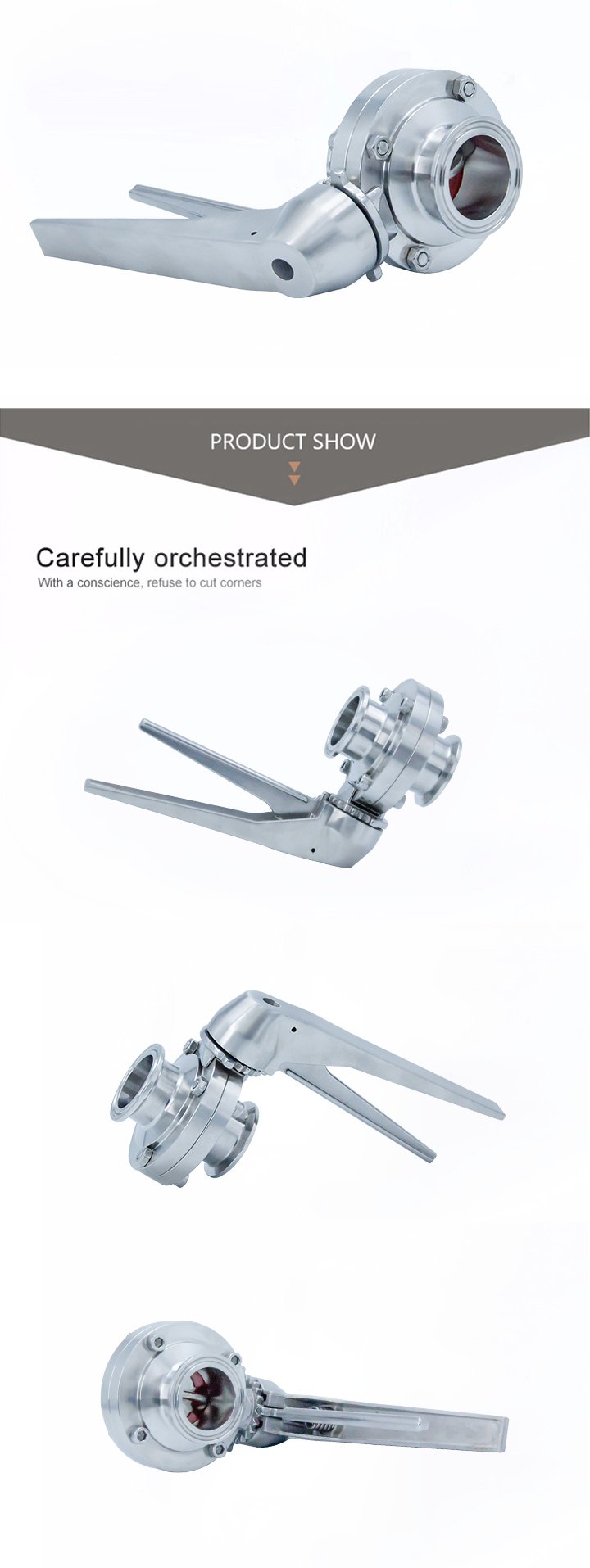 V&aacute;lvulas de mariposa con mango multi-posici&oacute;n Clamp-Clamp AISI316