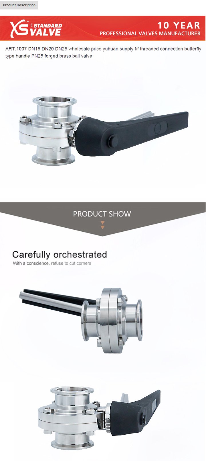 V&aacute;lvula de mariposa SS304 TC TC triclamp