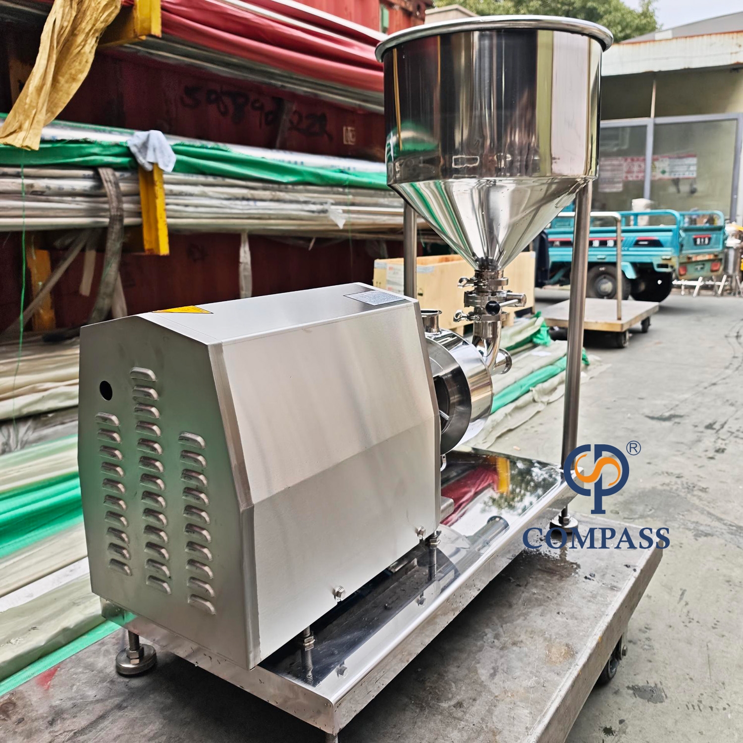 Emulsionante de dispersión de tubería de una sola etapa de alto cizallamiento de 5,5 kW con embudo de 45 l