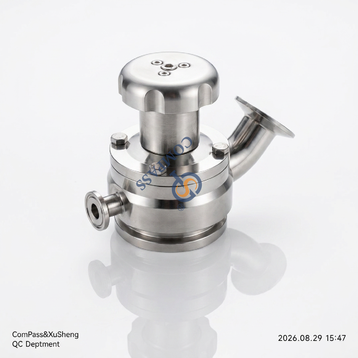 Nueva llegada 25,4 MM higiénico grado alimenticio AISI316L SMS saneamiento 1 ''válvula inferior del tanque de descarga aséptica Manual de triple abrazadera con puerto de vapor