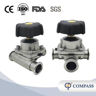 1/2 pulgada 12.7 mm de alta calidad Higiénica Higiénica Acero inoxidable SS316L SMS Diafragma de tres vías Vavle 
