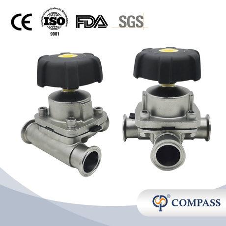 1/2 pulgada 12.7 mm de alta calidad Higiénica Higiénica Acero inoxidable SS316L SMS Diafragma de tres vías Vavle 