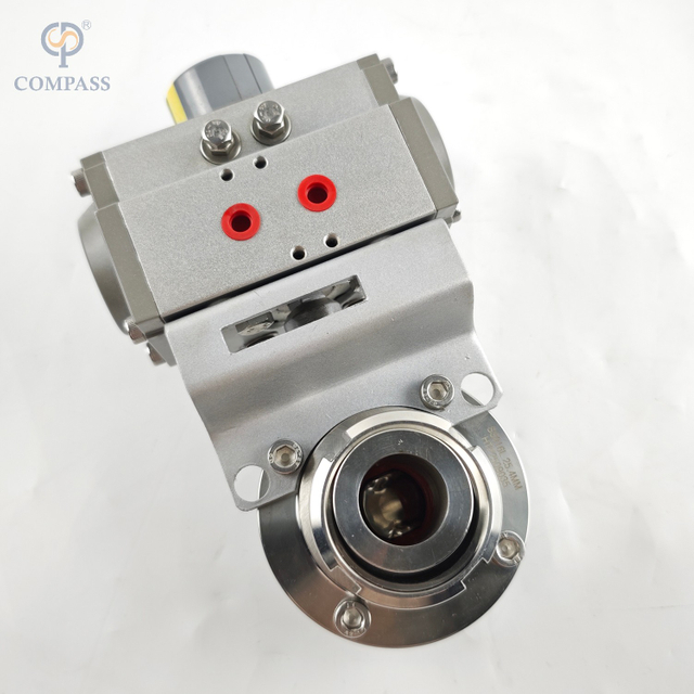 VÁLVULA DE MARIPOSA NEUMÁTICA MACHO/HEMBRA SMS DE GRADO ALIMENTARIO SS316L CON ACTUADOR NEUMÁTICO