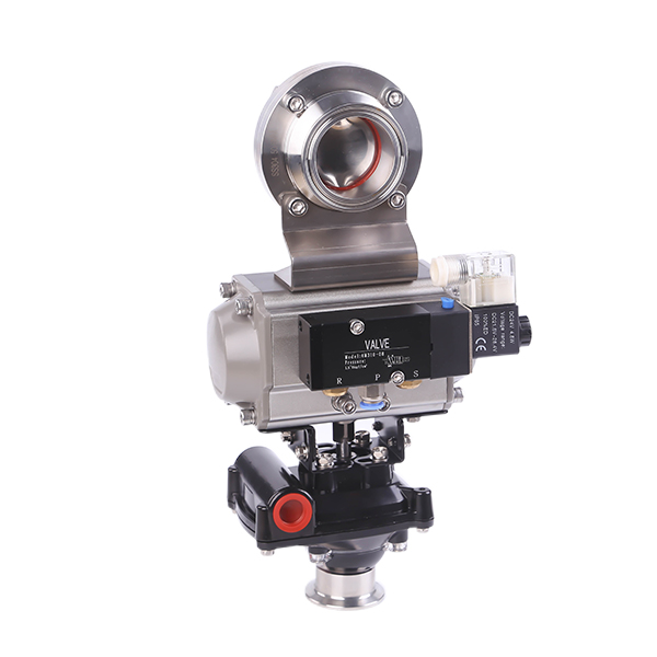 2 pulgadas de 51 mm higiénico acero inoxidable de acero inoxidable Grado SS304 Válvula de mariposa neumática SMS con actuador neumático +válvula solenoide +interruptor límite