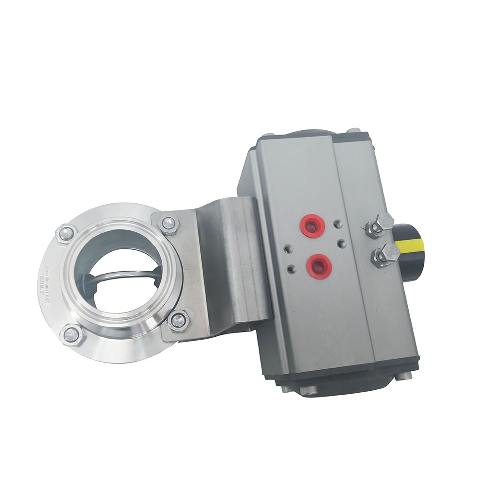 1/2 pulgada de 12,7 mm Hygienic acero inoxidable de acero inoxidable Grado SS304 Válvula de mariposa neumática con actuador neumático 