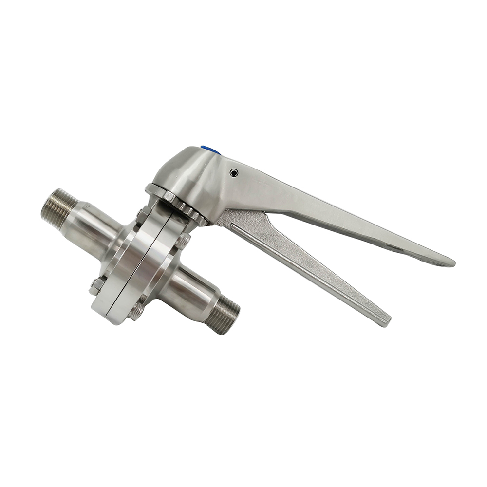 DN25 RD52 × 1/6 Hygienic acero inoxidable de acero inoxidable Grado SS304 Válvula de mariposa roscada manual con manija de gripe de acero inoxidable