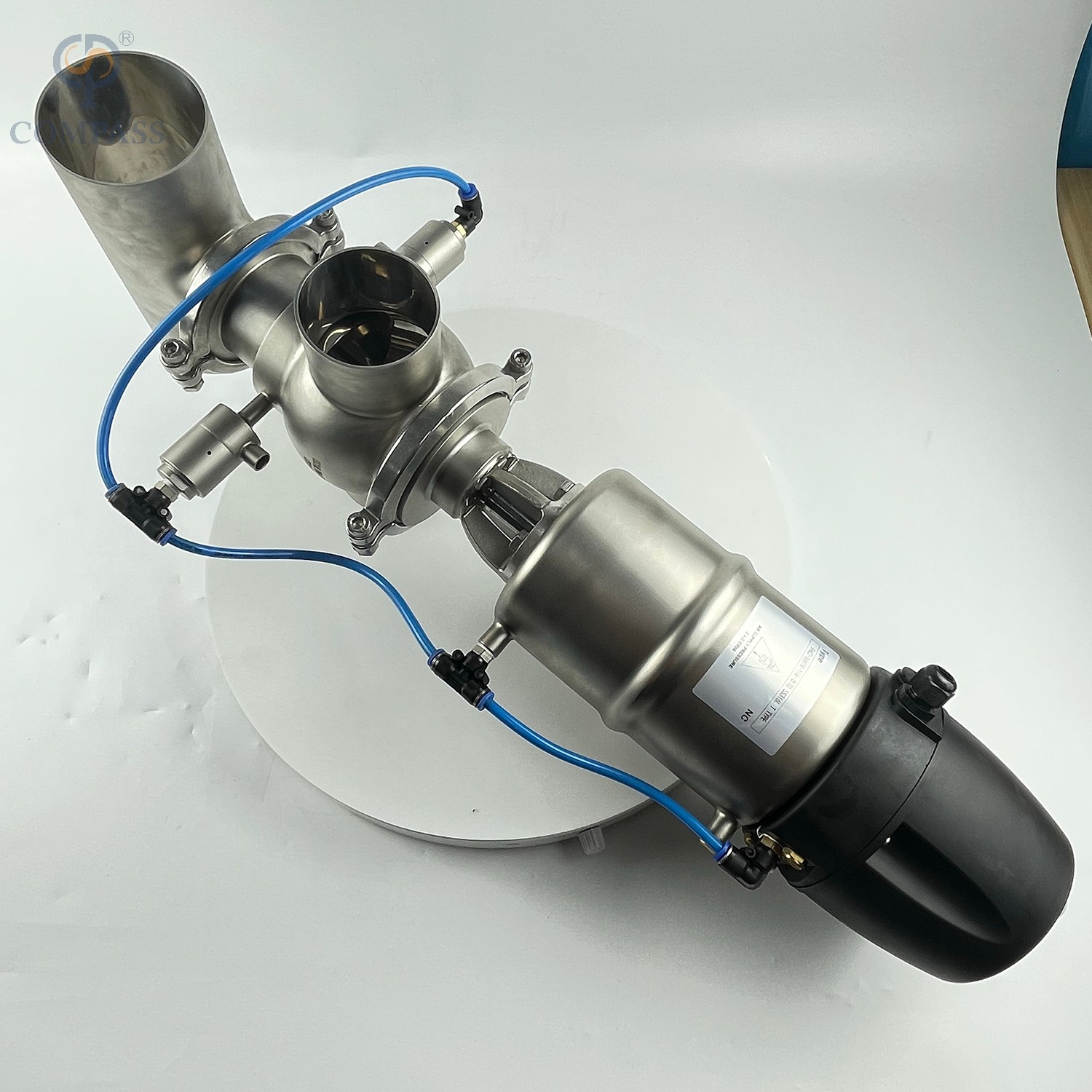 Válvula a prueba de mezclas de asientos dobles neumáticos inteligentes SS316L T22